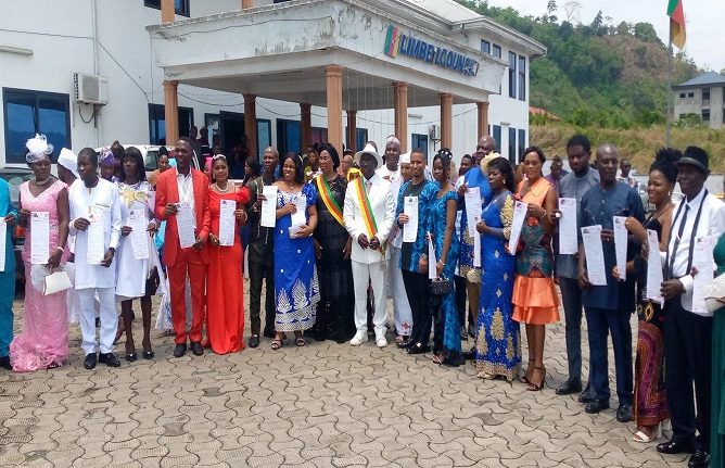 The mayor  on the eve of the women’s day join together 23 couples at the Limbe I council chmabers